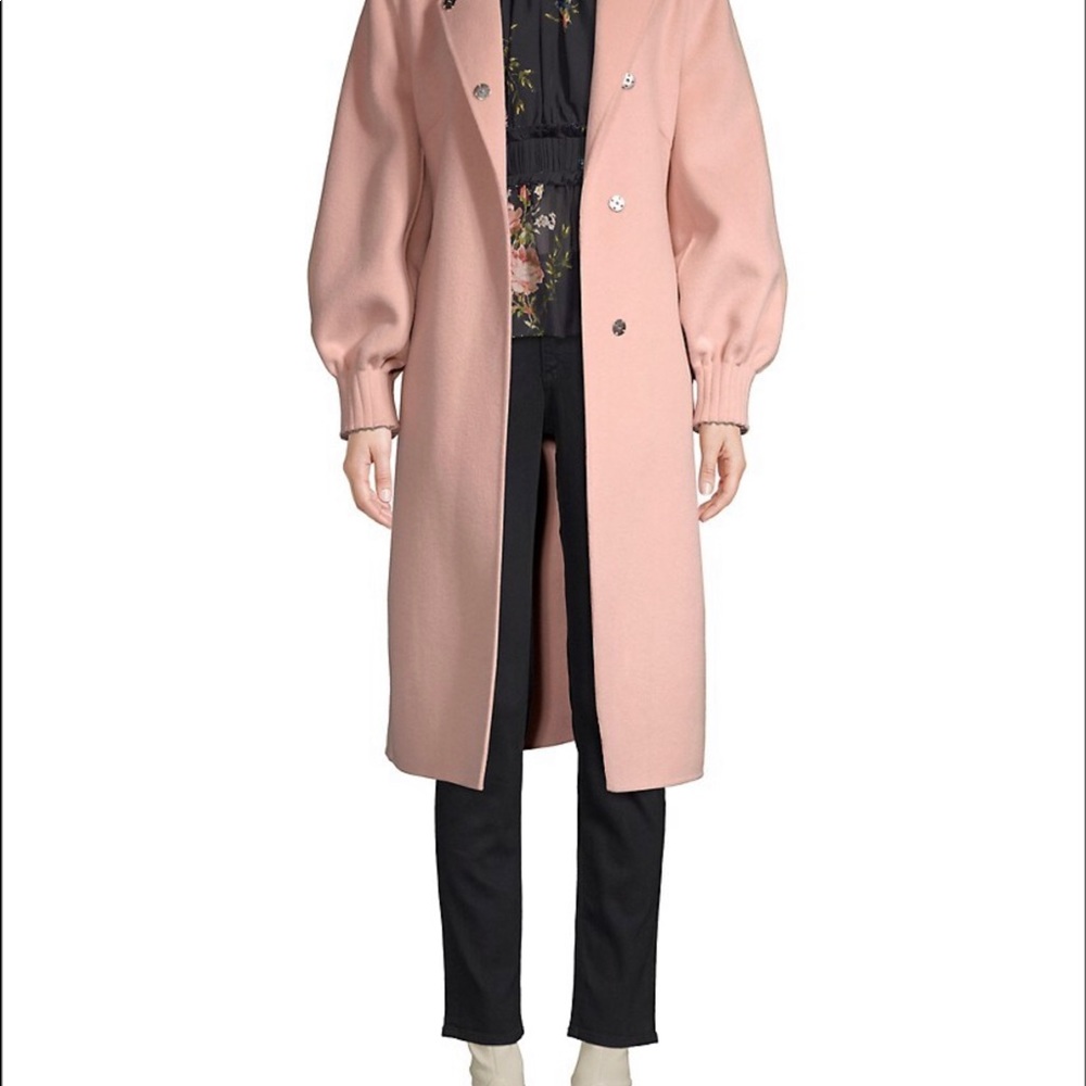 Peasant Sleeve Wool-Blend Coat